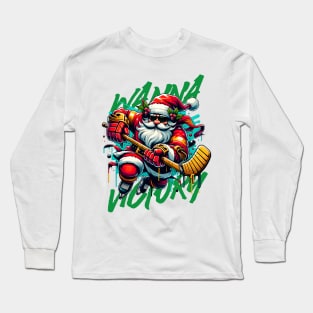 Santa Hockey in Christmas Fest. Long Sleeve T-Shirt